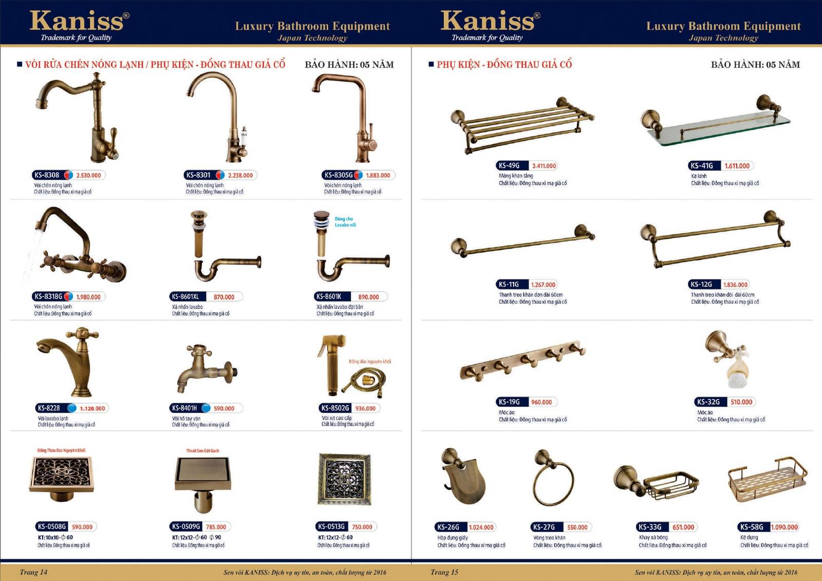 Catalogue và Bảng giá Thiết bị vệ sinh KANISS mới nhất /Page 8